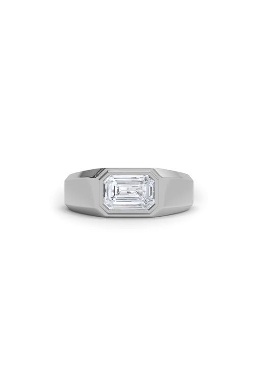 Shop Hautecarat Emerald Cut Lab Created Diamond Signet Ring In 2.50 Ctw 18k White Gold