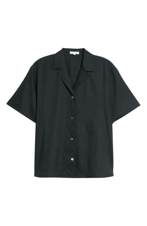 Cabana Short Sleeve Linen Blend Shirt in Black