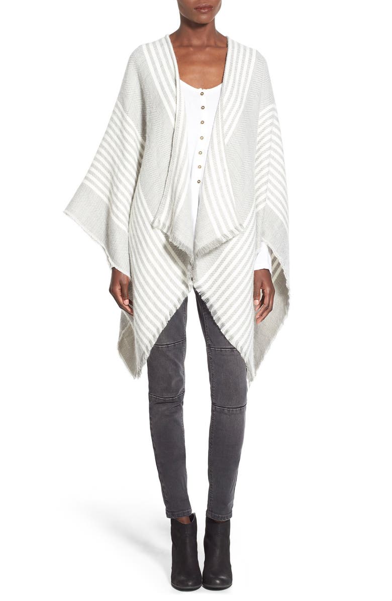 BP. Stripe Ruana, Main, color, GREY/ IVORY