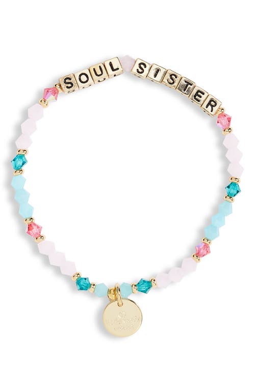 Little Words Project Soul Sister Beaded Stretch Bracelet in Multi/Gold