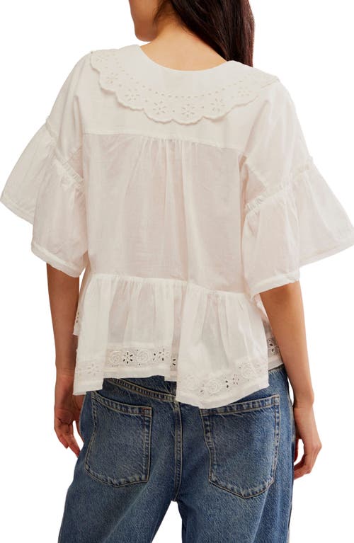 Shop Free People Elle Eyelet Detail Cotton Top In Optic White