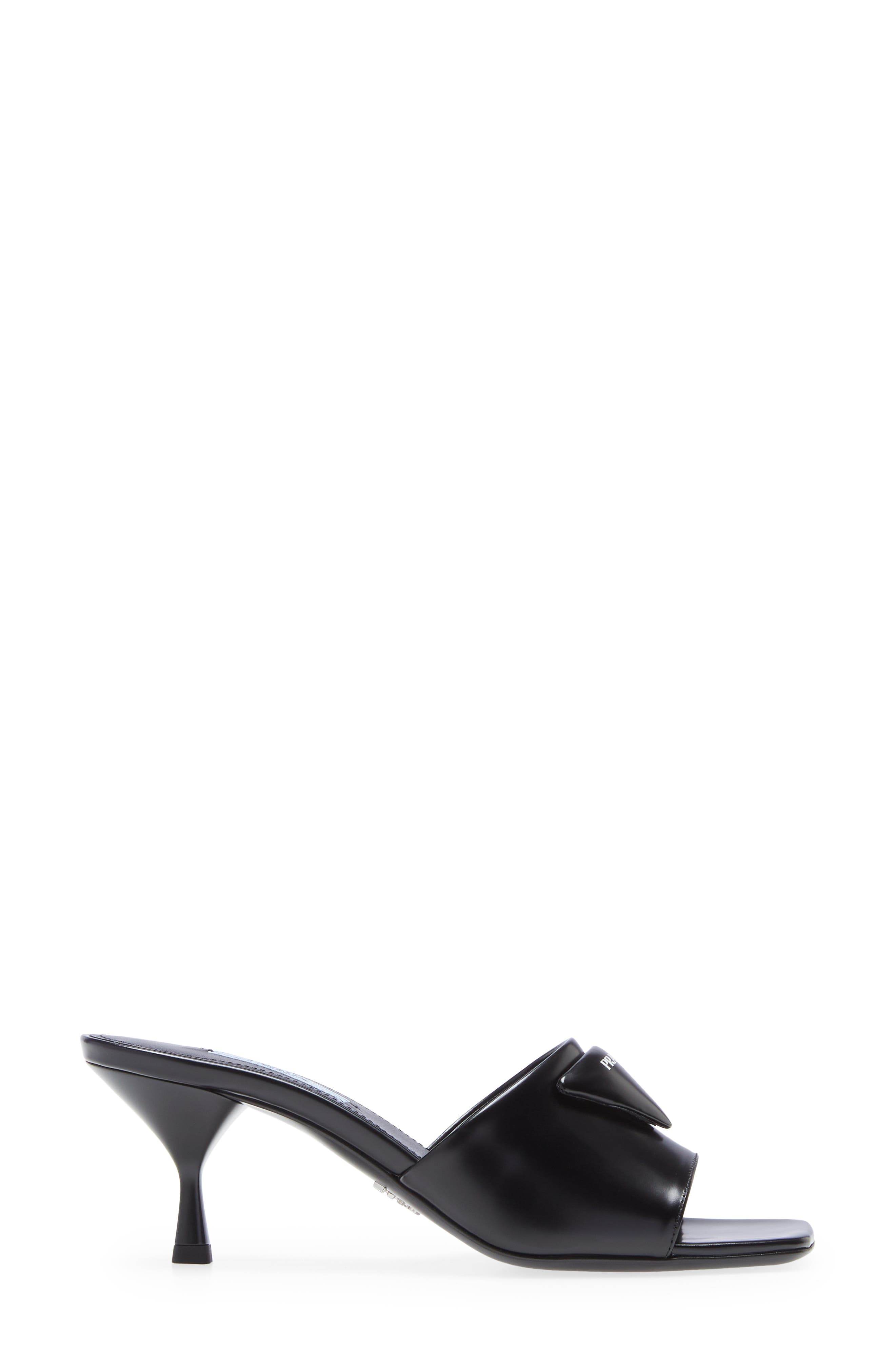 prada triangle logo slide sandal