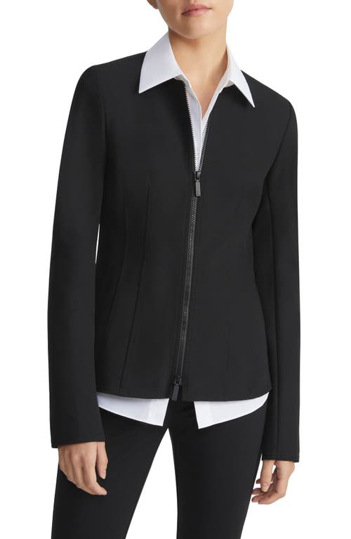 Lafayette 148 New York Acclaimed Stretch Fitted Zip Jacket Black at