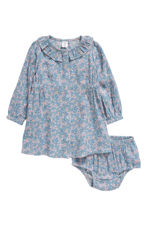 Floral Ruffle Long Sleeve Dress & Bloomers Set (Baby)