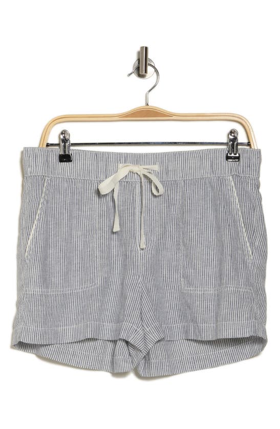 Shop Caslon Stripe Drawstring Linen Blend Shorts In Blue Vintage Leah Stripe