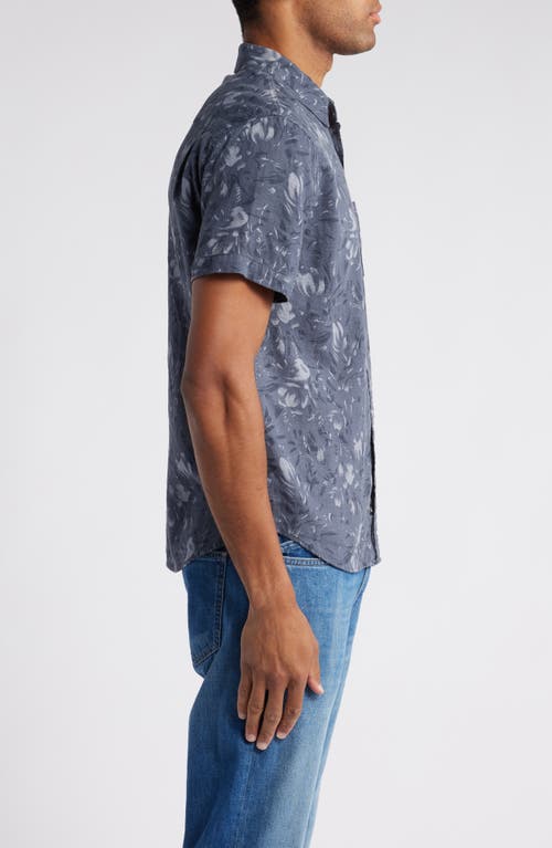 Shop Rails Monaco Short Sleeve Button-up Shirt In Navy Floral Brush