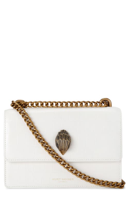 Kurt Geiger London Small Shoreditch Croc Embossed Leather Convertible Crossbody Bag in White at Nordstrom