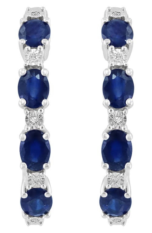 Effy Sterling Silver Ruby & Diamond Hoop Earrings In Blue
