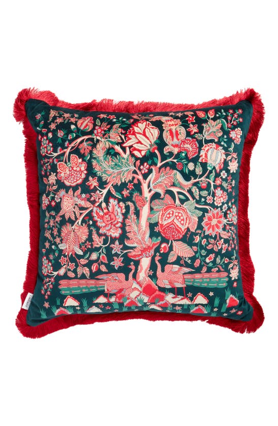 Shop Liberty London Tree Of Life Accent Pillow In Burgundy Multi