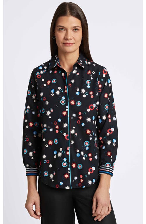FOXCROFT FOXCROFT CHARLIE CIRCLE PRINT COTTON BUTTON-UP SHIRT 