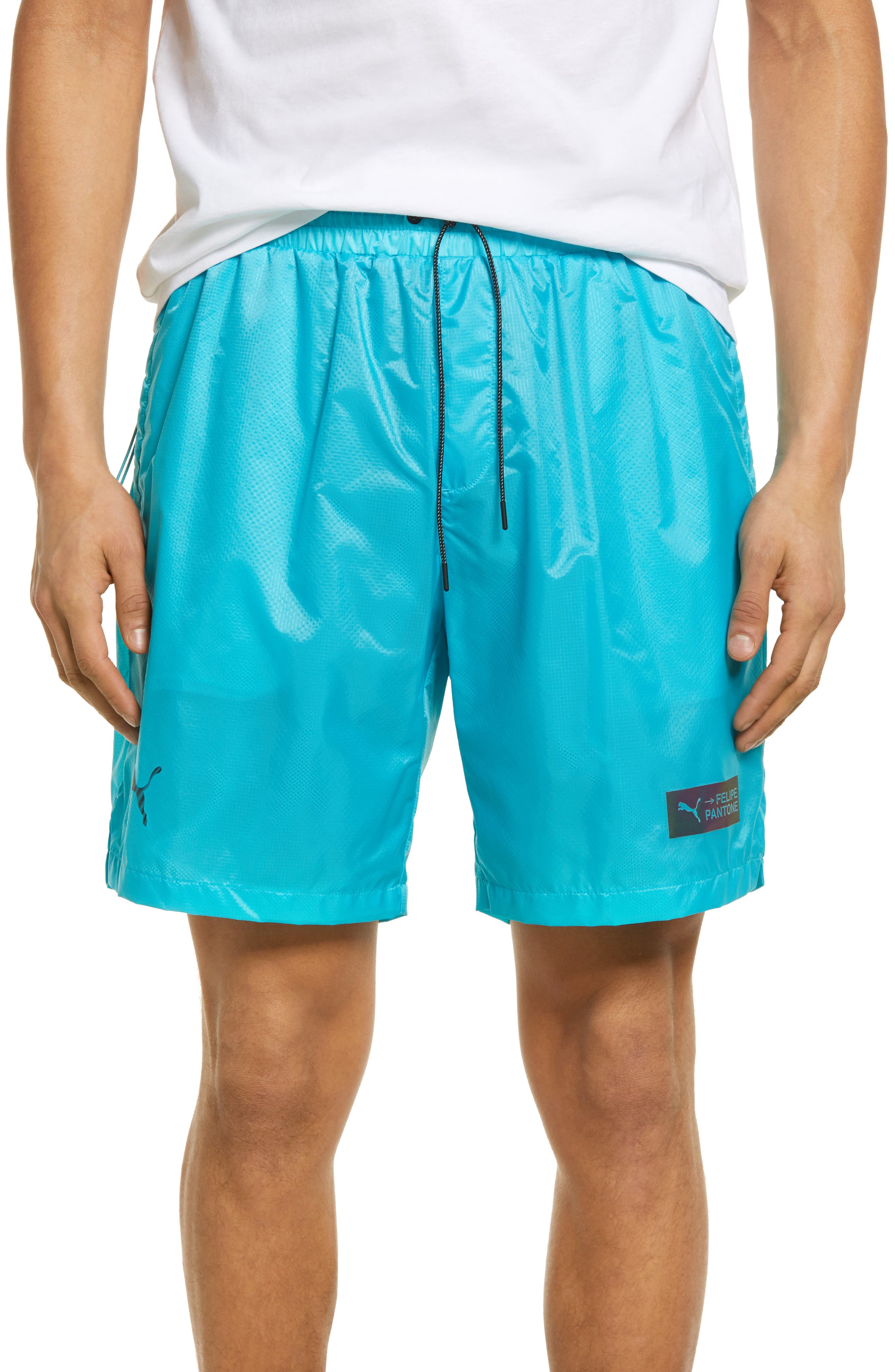 blue nylon shorts