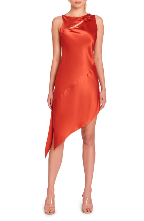 Amanda Uprichard Rosemarie Sleeveless Asymmetric Cutout Silk Midi Dress in Poppy