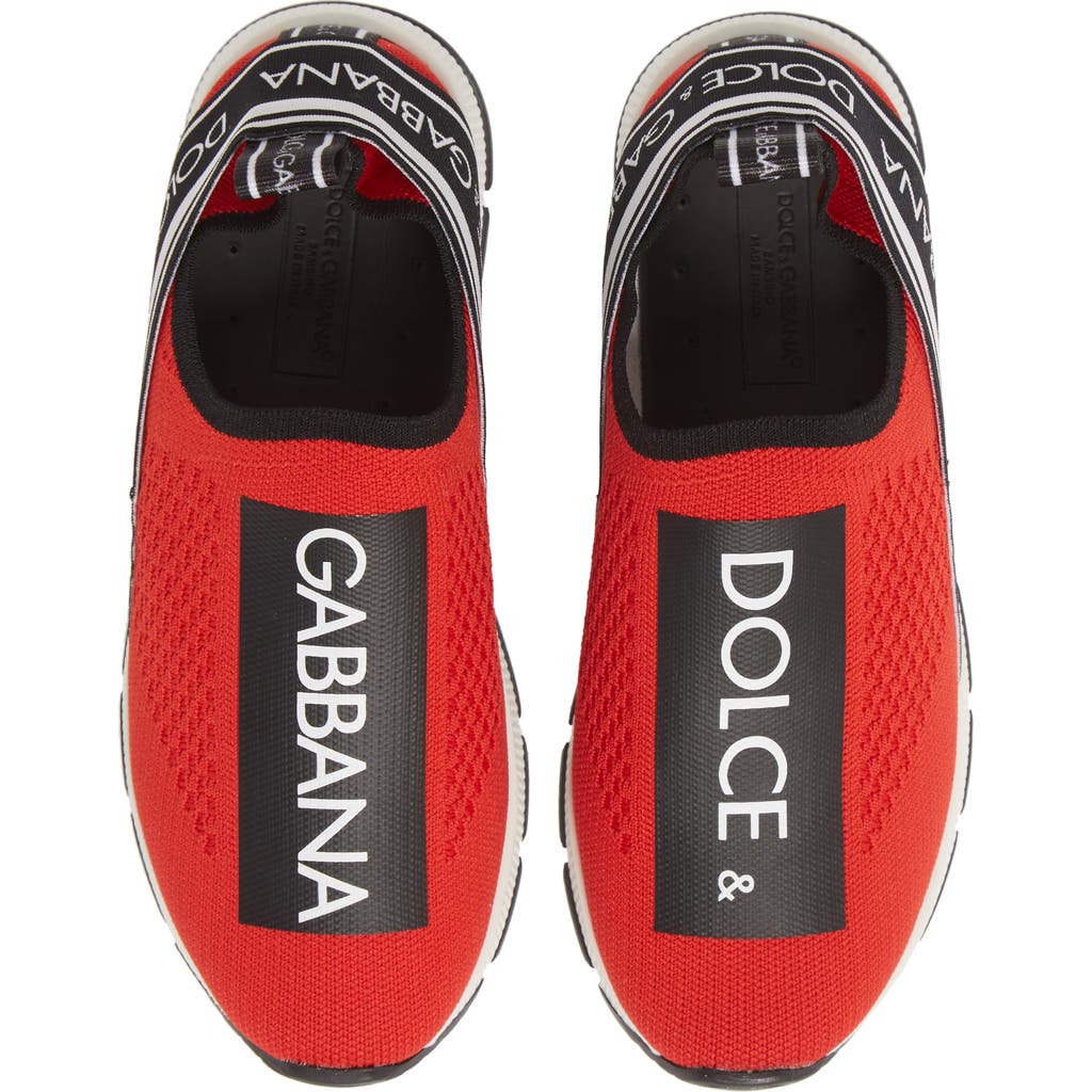 Dolce & Gabbana Dolce&gabbana Logo Knit Slip-on Sneaker In Red/black
