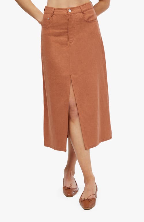 Shop Weworewhat We Wore What Front Slit Linen Blend Skirt In Bran