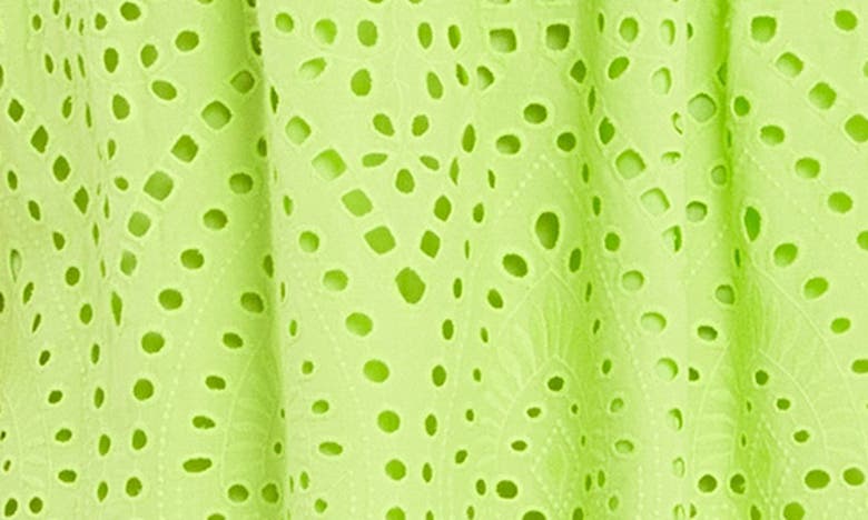 Shop English Factory Scallop Hem Eyelet Minidress In Lime