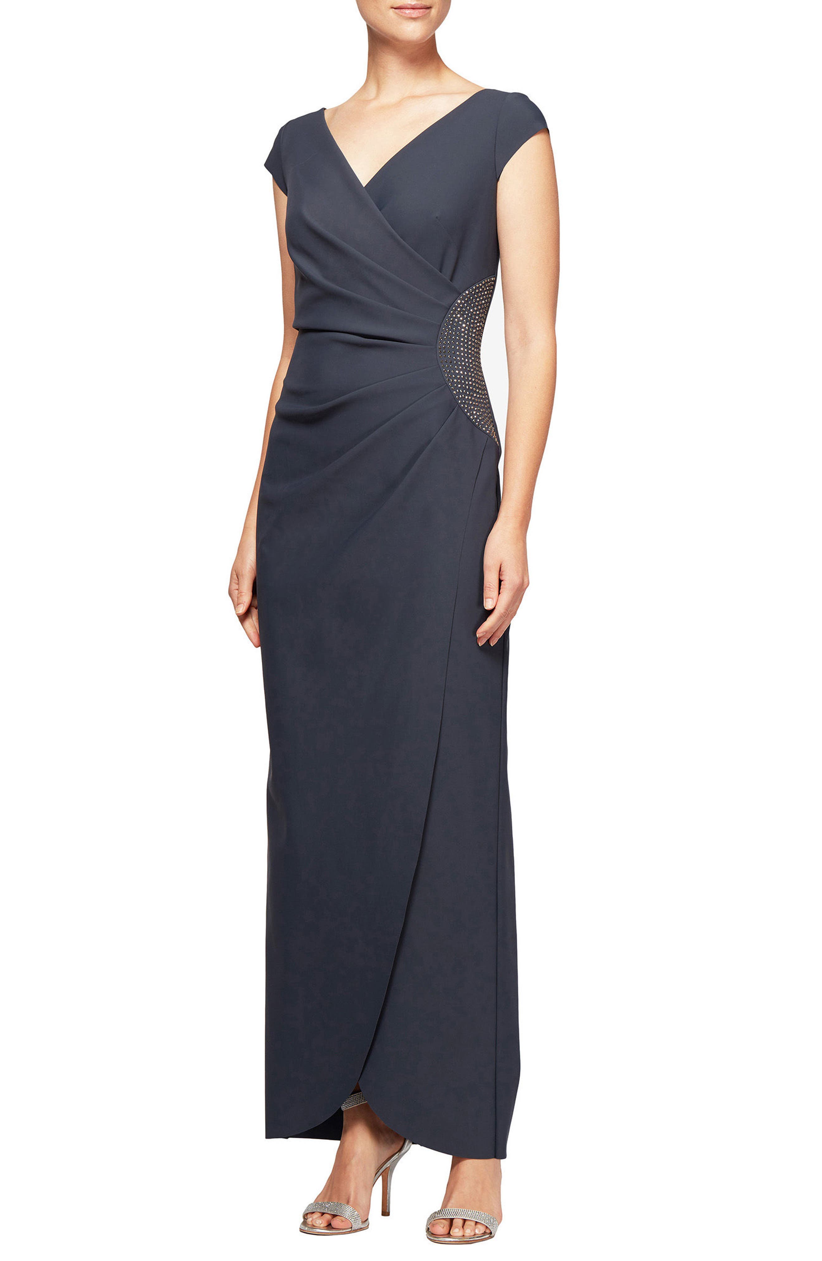Alex Evenings Embellished Faux Wrap Column Gown Nordstrom