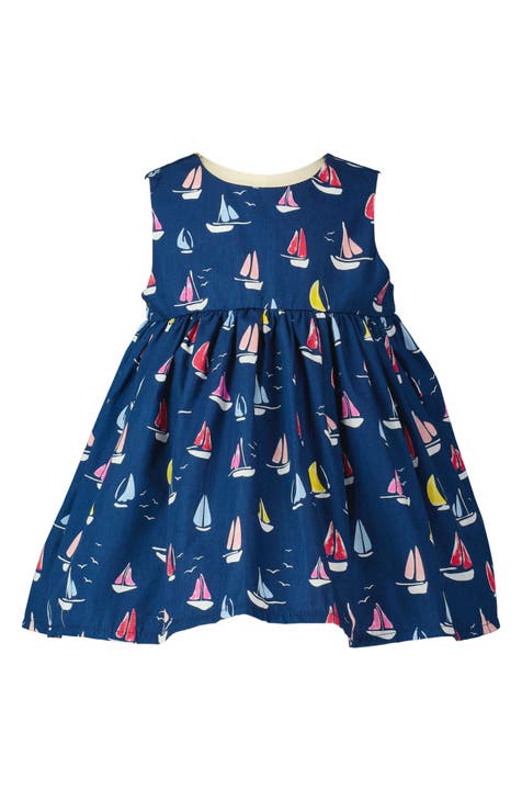 Sailboat Print Sleeveless Cotton Dress & Bloomers (Baby)
