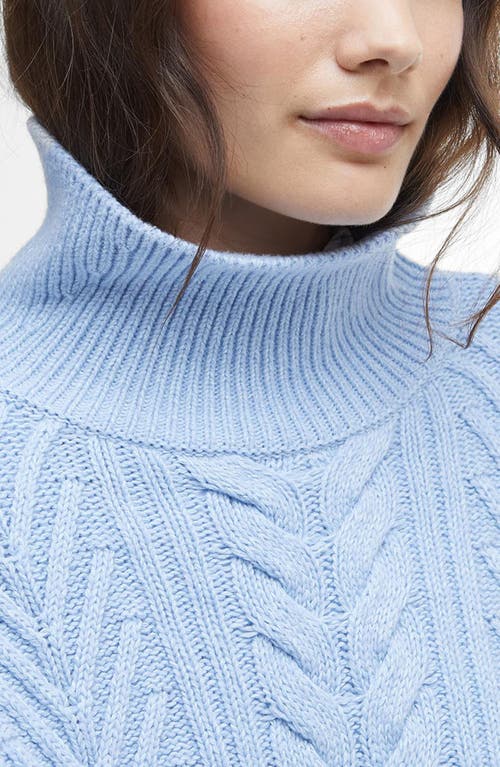 Shop Barbour Beatrix Cable Knit Cotton & Wool Blend Sweater In Blue Sky