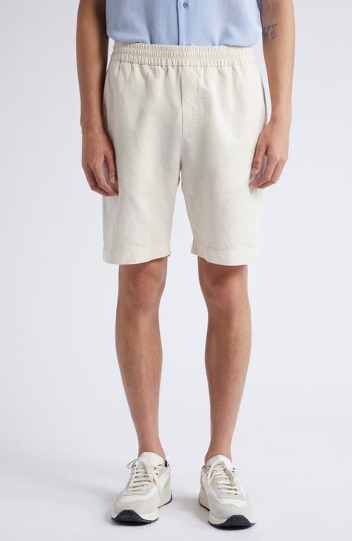 Sunspel Drawstring Cotton & Linen Shorts in Undyed