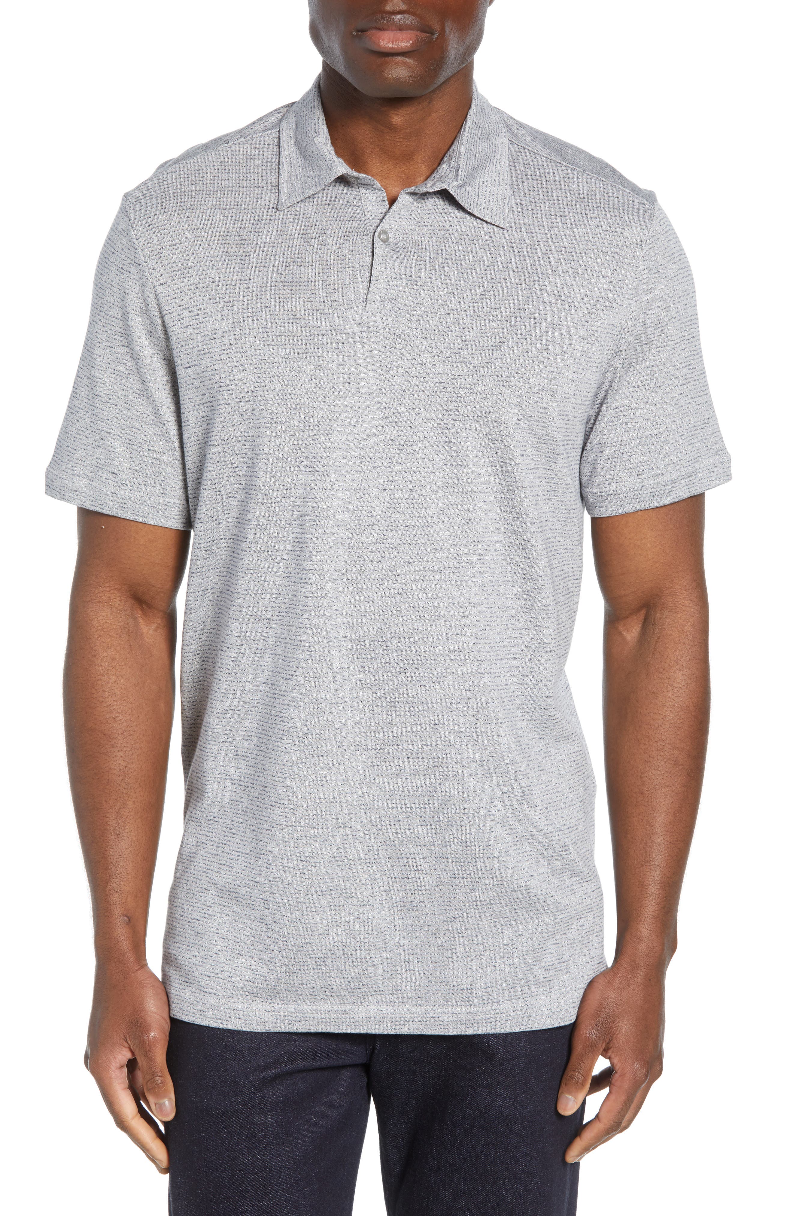Nordstrom Signature Stripe Cotton & Linen Polo Shirt, Brown