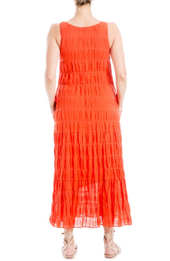 Max Studio London Smocked Tiered Maxi Dress In Papaya-papaya