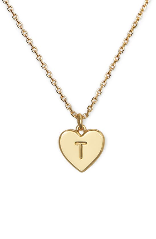 Shop Kate Spade Initial Heart Pendant Necklace In Gold - T
