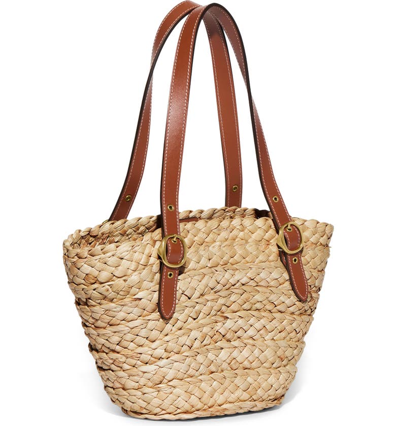 COACH Structured Straw & Leather Tote | Nordstrom
