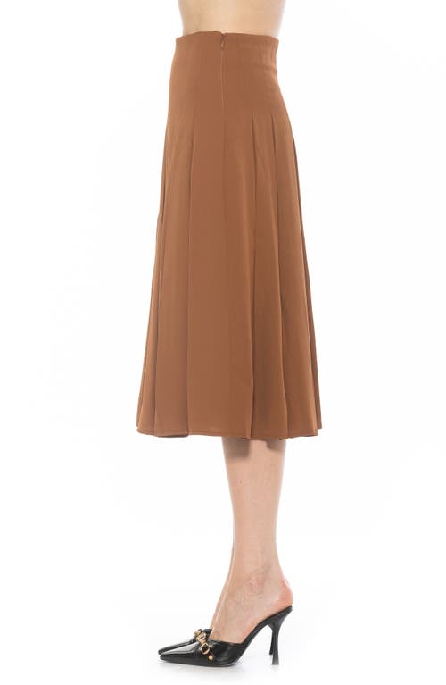 Shop Alexia Admor Shilo Pleated Midi Skirt In Brown
