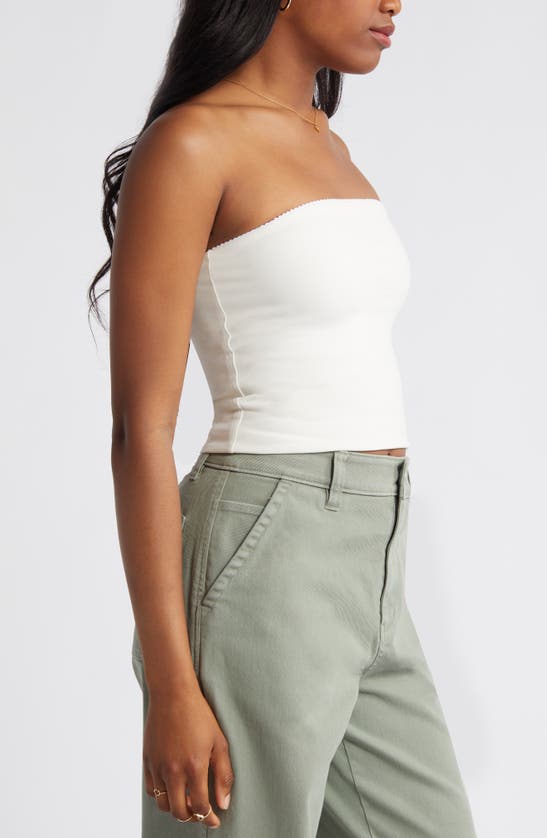 Bp. Scallop Trim Tube Top In White Blanc