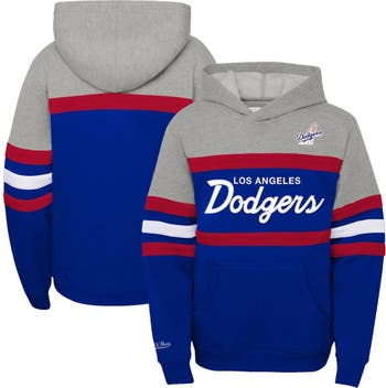 Mitchell & Ness Youth Mitchell & Ness Heather Gray/Royal Los Angeles Dodgers  Cooperstown Collection Head Coach Pullover Hoodie