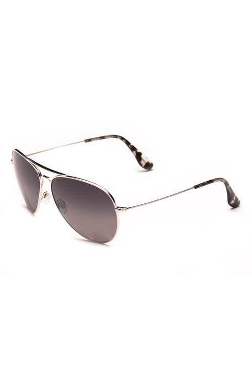Maui Jim Mavericks 61mm Polarized Oversize Aviator Sunglasses In Silver/neutral Grey