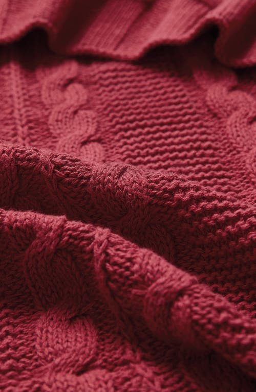 Vcny Home Dublin Cable Knit Throw Blanket In Red