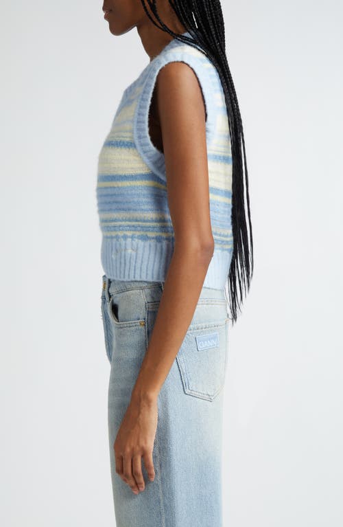 Shop Ganni Stripe Alpaca Blend Sweater Vest In Skyway