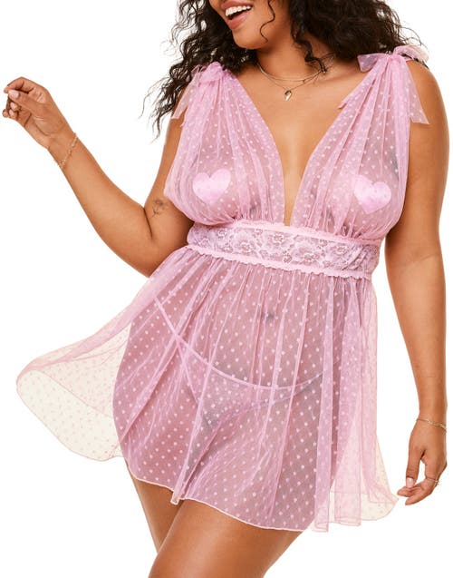 Adore Me Elise Babydoll Lingerie Light Pink at Nordstrom,