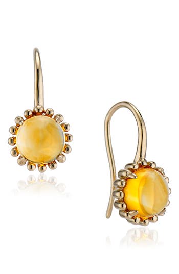 Shop House Of Frosted Floral Drop Earrings In Gold/citrine
