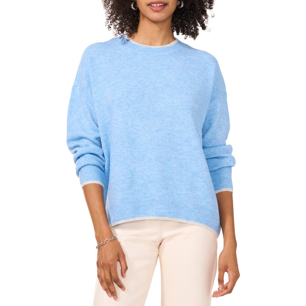 Shop Vince Camuto Tipped Crewneck Sweater In Blue Heather