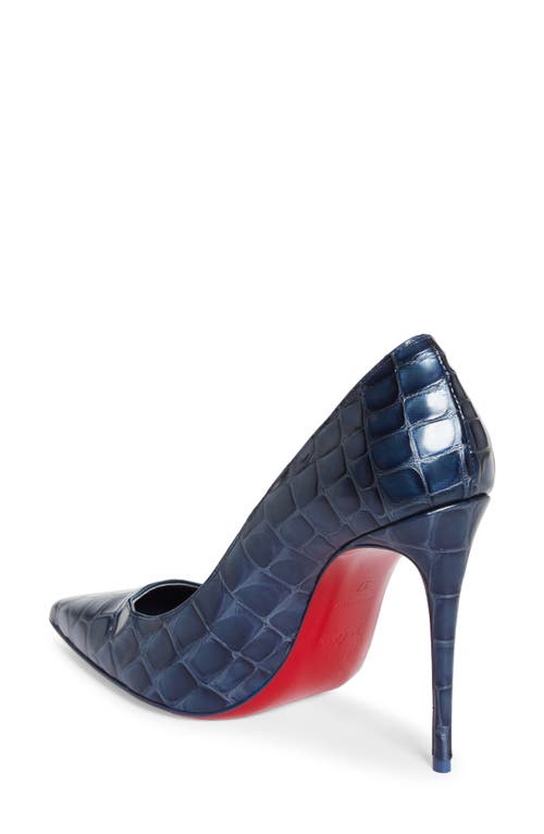 Shop Christian Louboutin Kate Croc Embossed Pointed Toe Pump In Denim/lin Denim