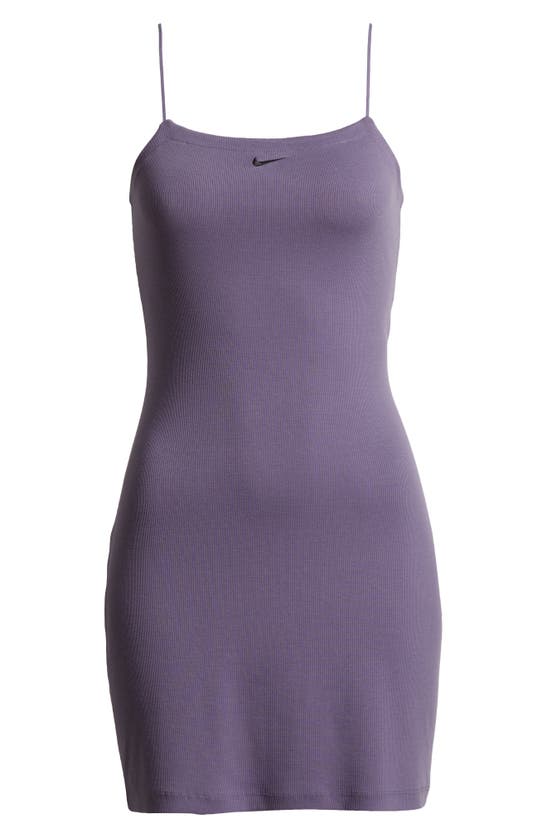 Shop Nike Sportswear Chill Knit Mini Rib Cami Minidress In Daybreak/ Black