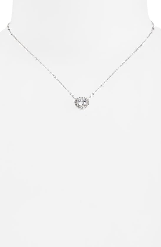 Nordstrom Cubic Zirconia Pendant Necklace In Clear- Silver