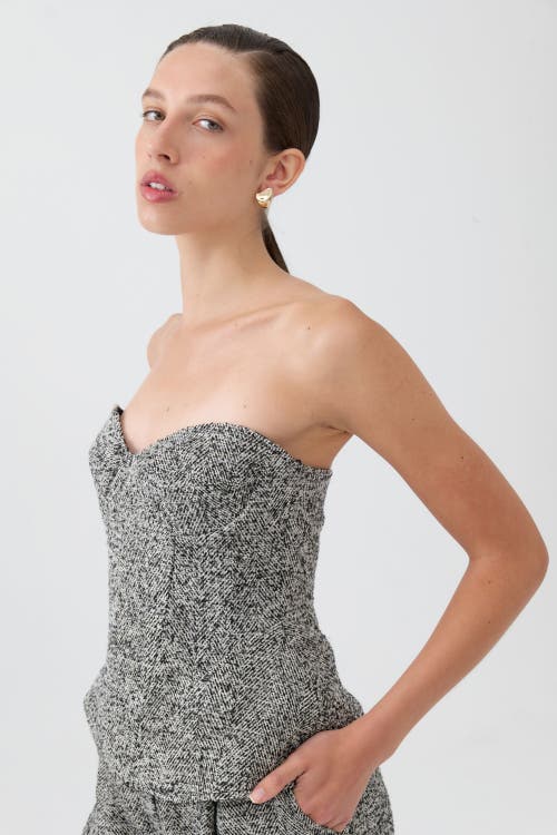 Shop Nocturne Strapless Sweetheart Neck Top In Grey