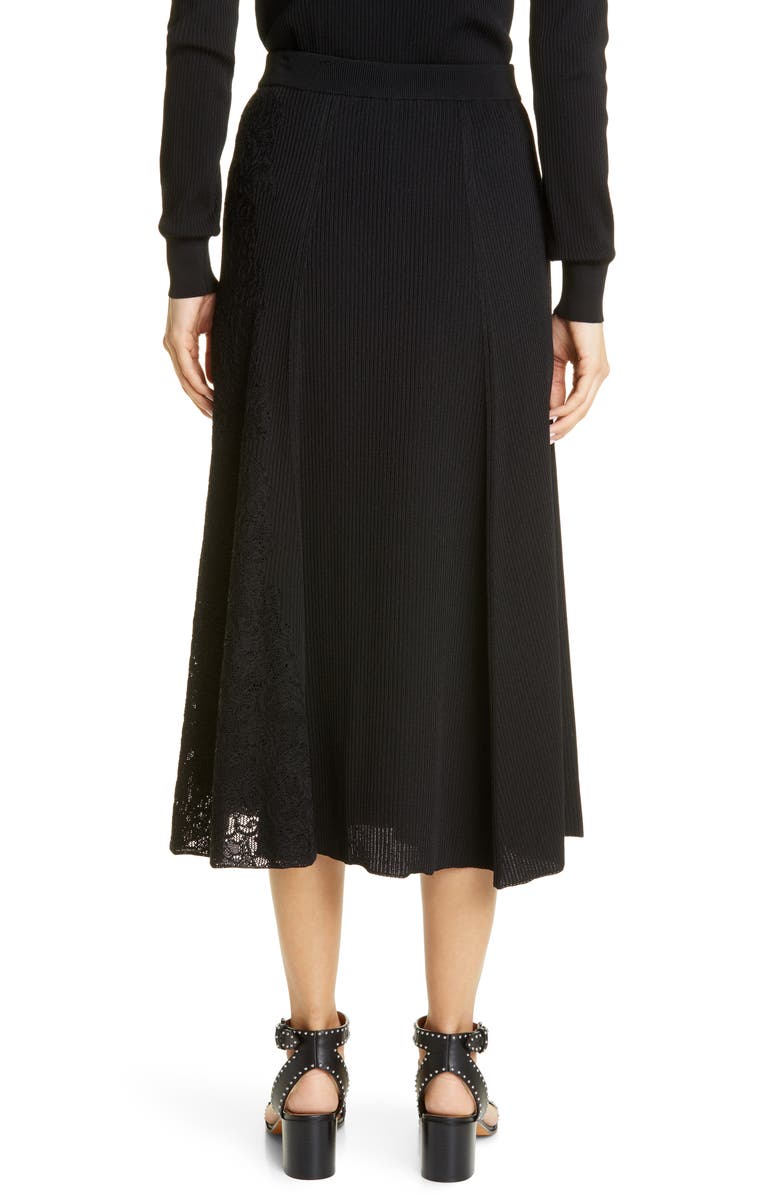 Givenchy Lace Panel Ribbed Midi Sweater Skirt, Alternate, color, 