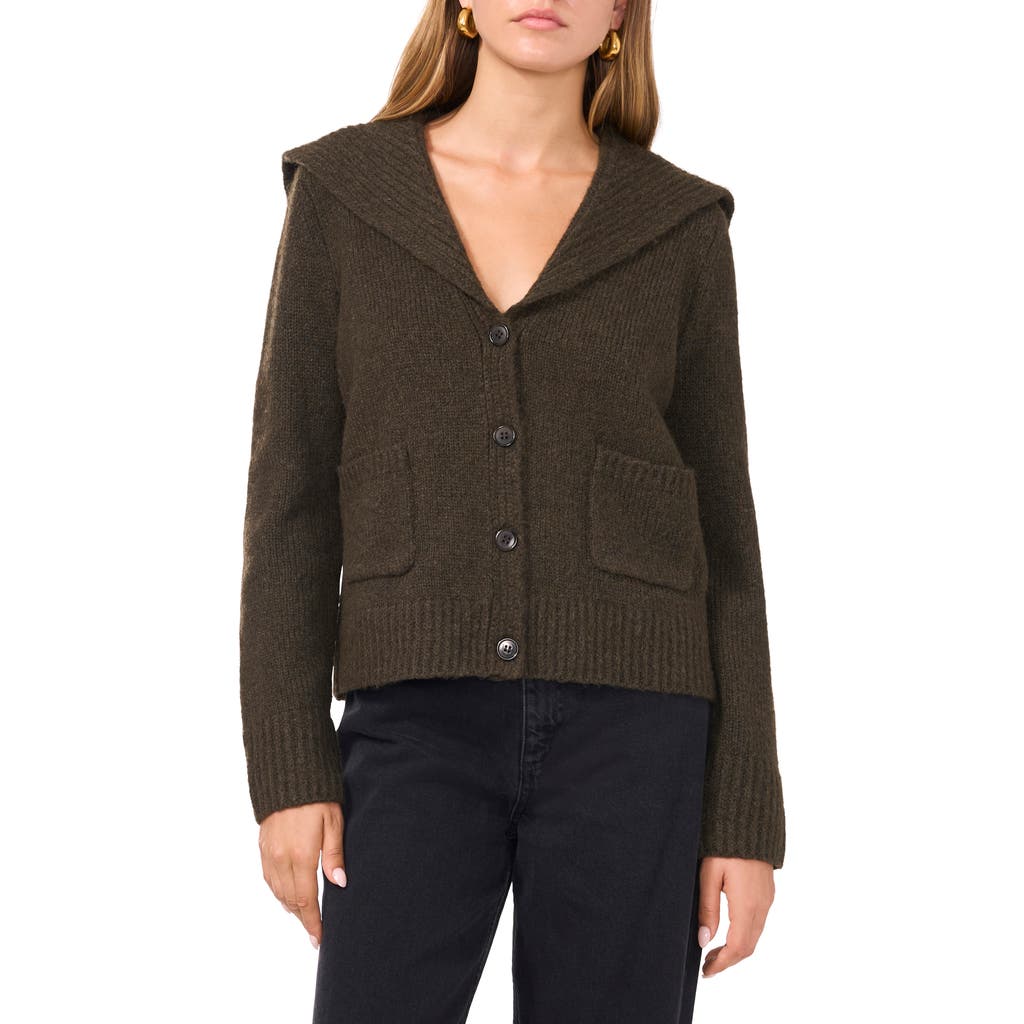 1.state Women's V-neck Collared Cardigan In Gray Beluga