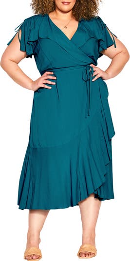 City Chic Blue Wrap Maxi Dress