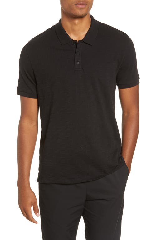 Vince Regular Fit Slub Jersey Polo Black at Nordstrom,