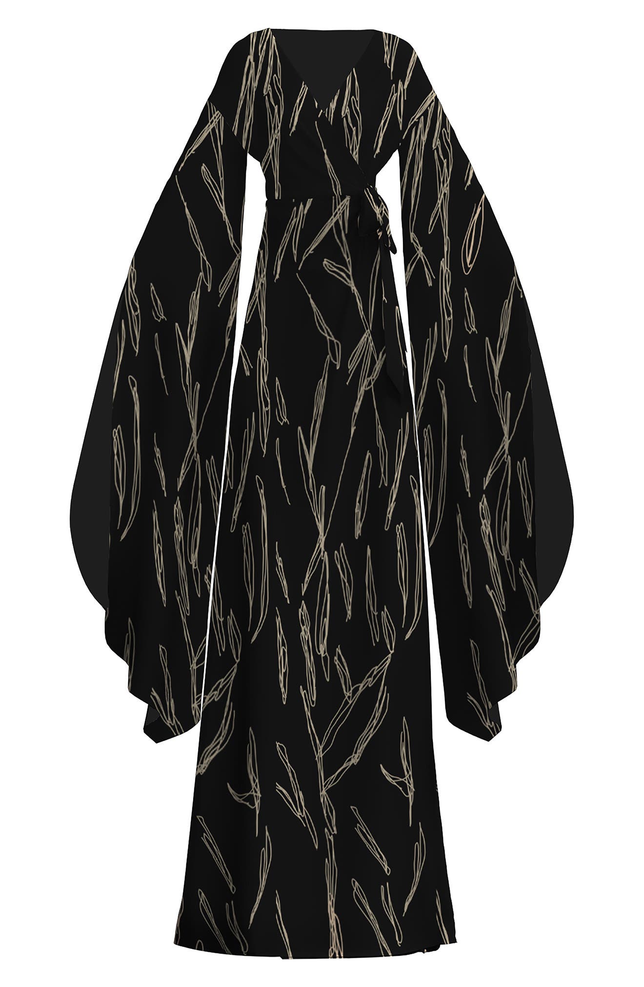 DIARRABLU Maya Long Sleeve Surplice Dress in Black