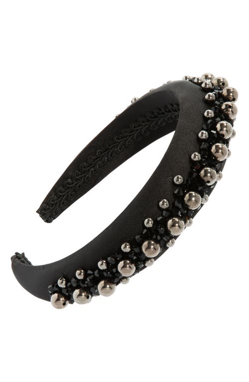 L. Erickson Mercer Headband in Hematite/Black Velvet