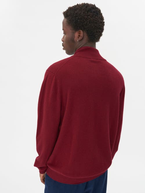 Shop Gobi Cashmere Full Zip Stand Collar Cardigan In Bordeaux