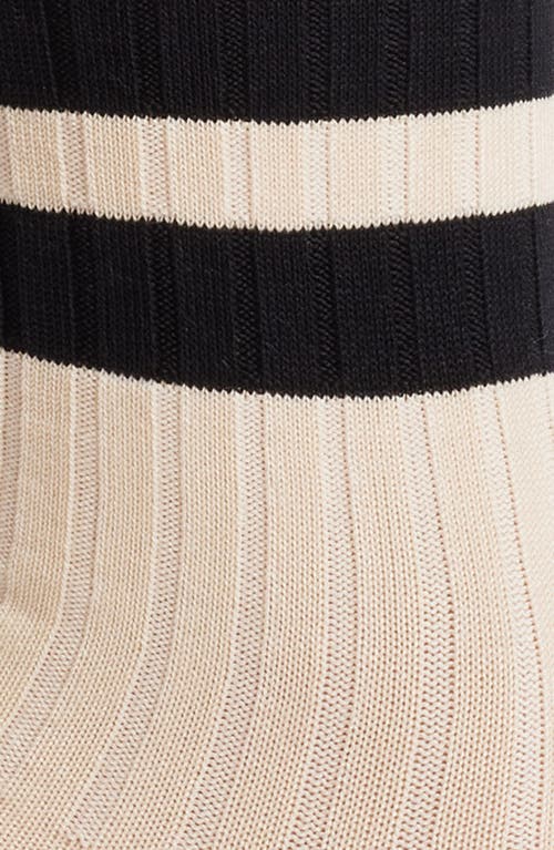 Le Bon Shoppe Her Varsity Cotton Blend Crew Socks In Cream Black