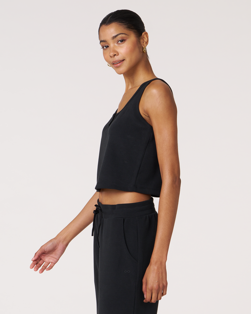 Shop Rebody Active Retreat Waffle Tank In Black