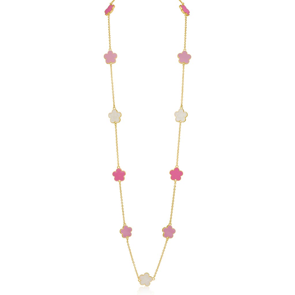 Shop Jardin Enamel Clover Station Necklace In Pink/gold